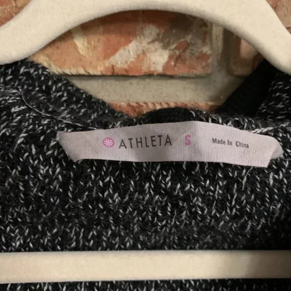 Athleta Black Marl Borealis 100% Merino Wool Women's Small Sweater Dress EUC - Picture 3 of 9